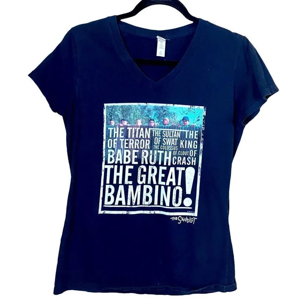 The Sandlot The Great Bambino Women's V-Neck T-Shirt Size Medium